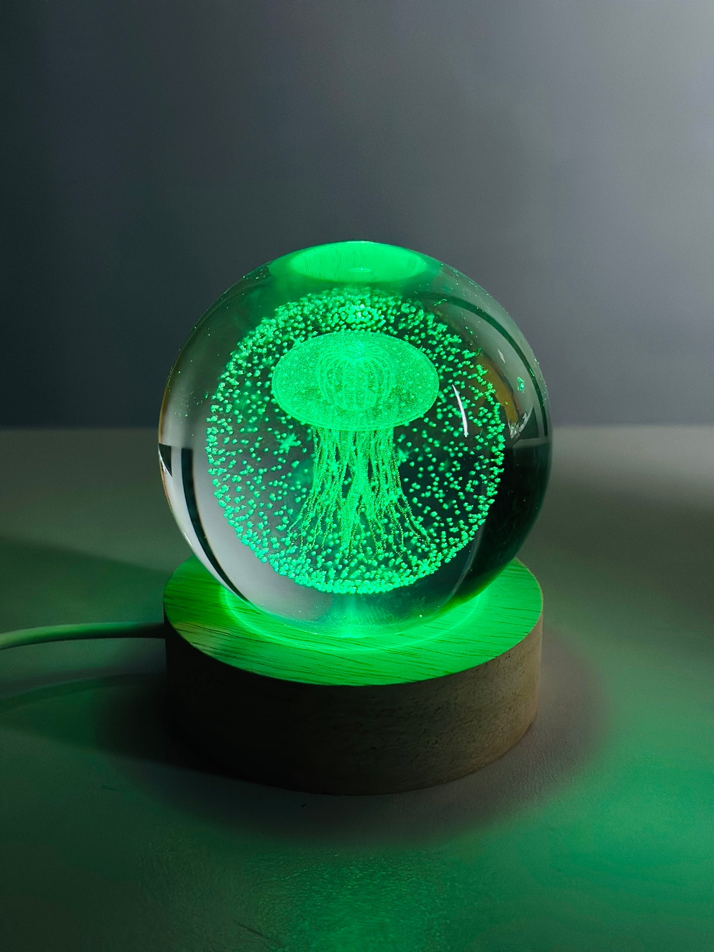 3D Crystal Jellyfish Ball with 7-Color LED Base