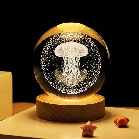 3D Crystal Jellyfish Ball with 7-Color LED Base