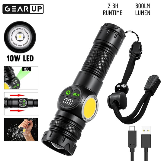 𝗚𝗲𝗮𝗿𝗨𝗣 𝗞𝟲𝟬 𝗥𝗲𝗰𝗵𝗮𝗿𝗴𝗲𝗮𝗯𝗹𝗲 𝗙𝗹𝗮𝘀𝗵𝗹𝗶𝗴𝗵𝘁 𝟭𝟬𝗪 𝗖𝗢𝗕 + 𝗟𝗘𝗗 𝗧𝗼𝗿𝗰𝗵𝗹𝗶𝗴𝗵𝘁