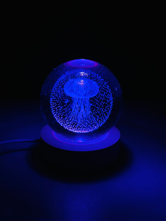 3D Crystal Jellyfish Ball with 7-Color LED Base